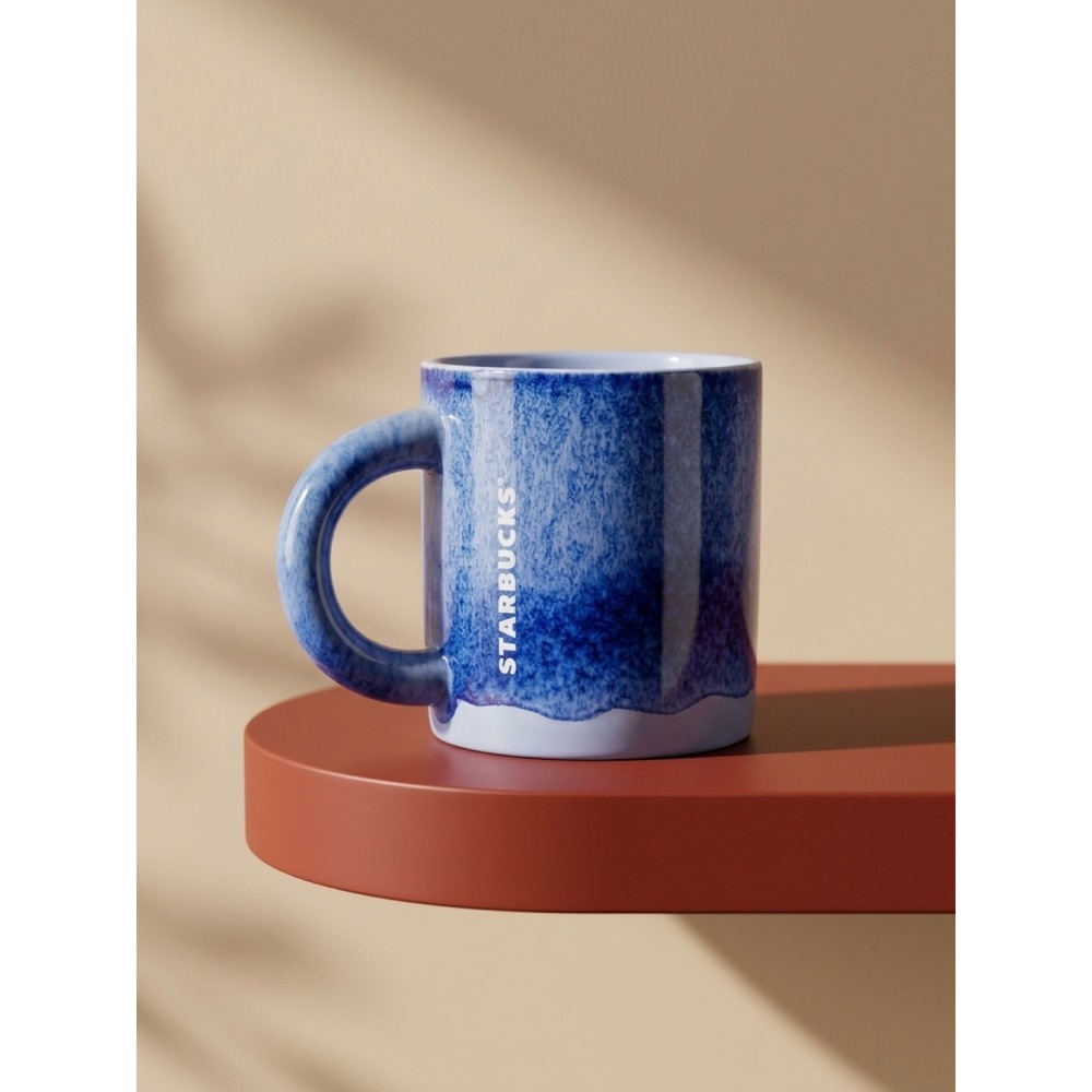 Starbucks 2022 Blue Periwinkle Drip Glaze Ombre Ceramic Mug 14oz Coffee Cup